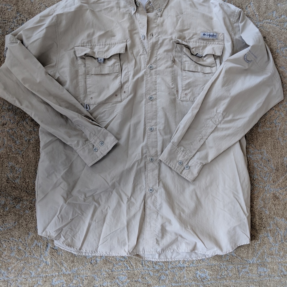 Columbia Shirt XLT Tan Brown Utility Tactical Vent - Picture 4 of 6
